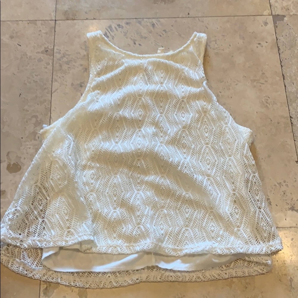 Love Blossom Medium White Tank Top with Knit Layer